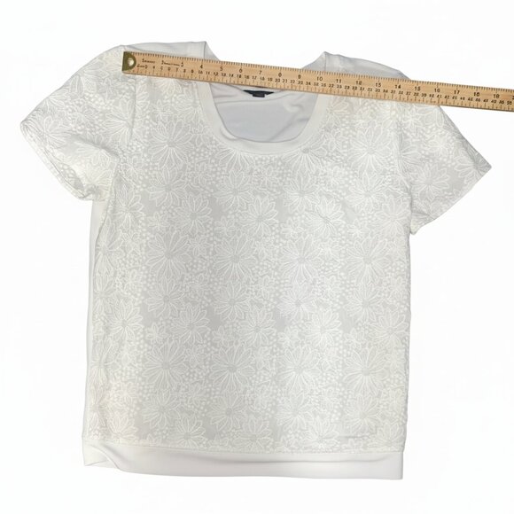 Ann Taylor White Floral Lace Short Sleeve Top - Picture 2 of 8